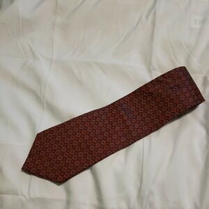 Perry Ellis Portfolio Neck Tie Men's Maroon Orange Black Circle Pattern Career